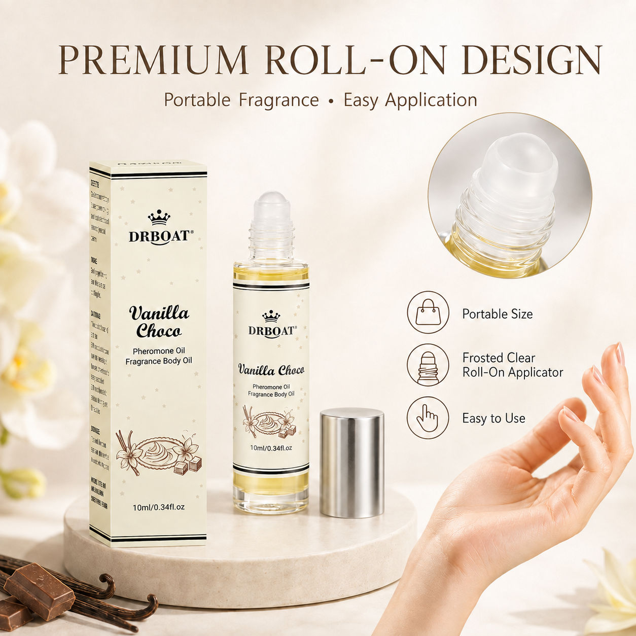 Perfume Fragrance Oil - 여성용 바닐라 초콜릿 샌달우드 롤온 향수